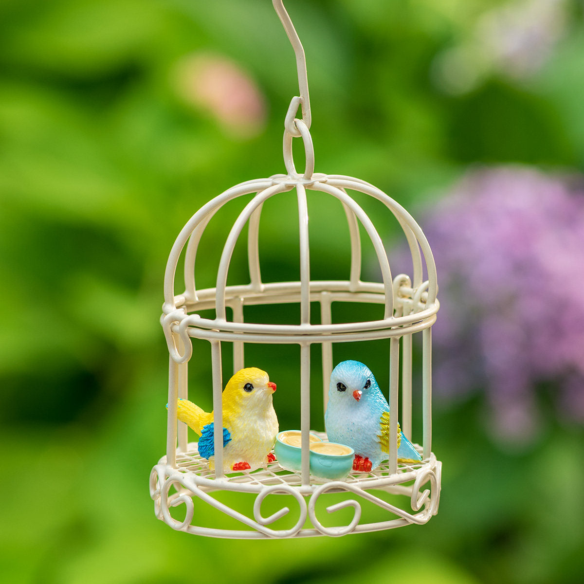 Mini Wrought Iron Bird Cage Ornament for Home Garden Decoration