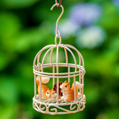 Mini Wrought Iron Bird Cage Ornament for Home Garden Decoration