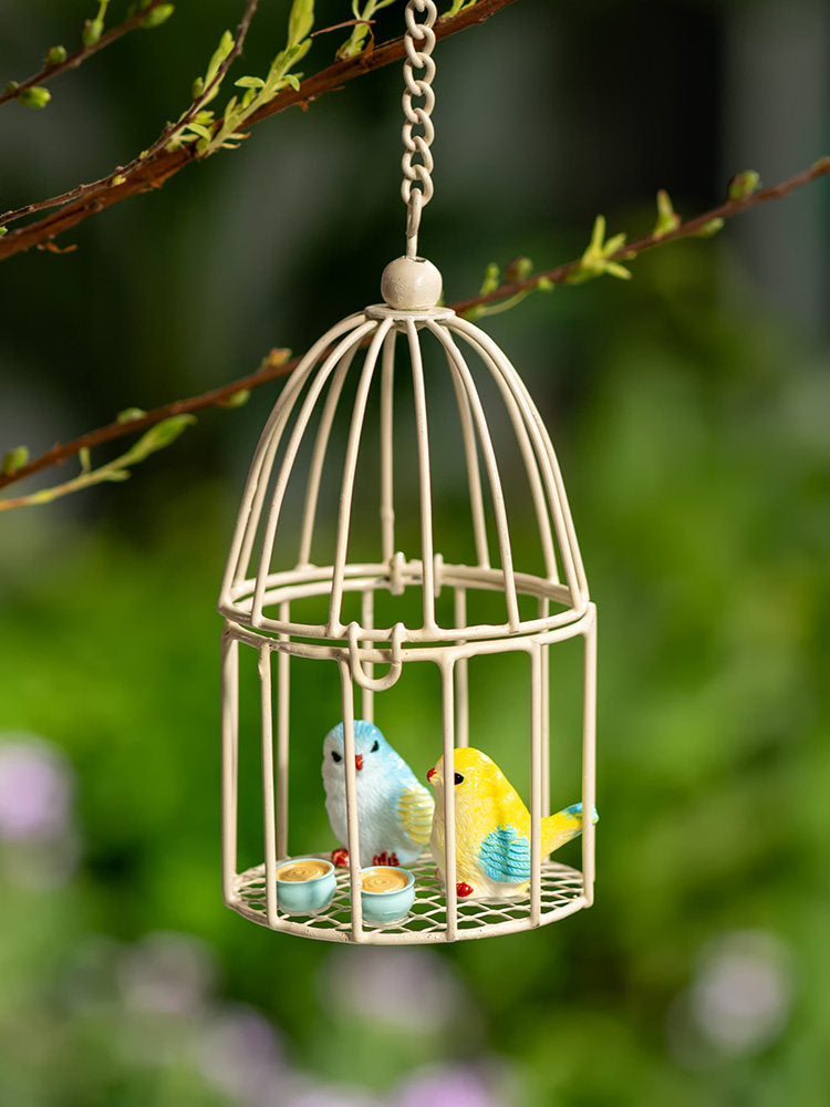 Mini Wrought Iron Bird Cage Ornament for Home Garden Decoration