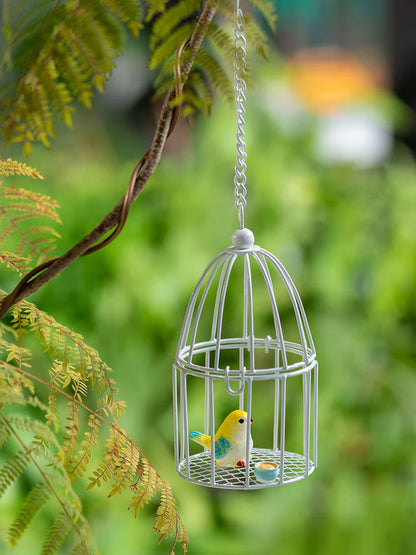 Mini Wrought Iron Bird Cage Ornament for Home Garden Decoration