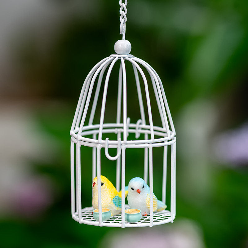 Mini Wrought Iron Bird Cage Ornament for Home Garden Decoration