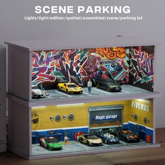 Miniature Alloy Garage Display Model with Lights