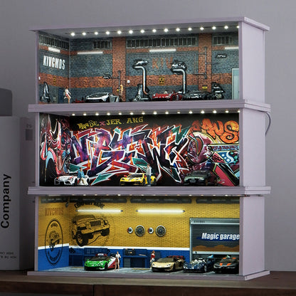 Miniature Alloy Garage Display Model with Lights