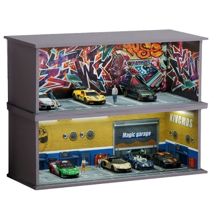 Miniature Alloy Garage Display Model with Lights