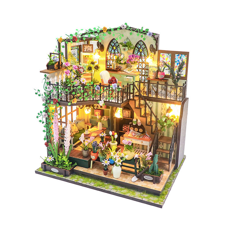 Miniature DIY Wooden Garden House Model