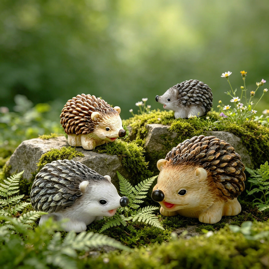 Miniature Hedgehog Figurine for Garden and Home Decoration
