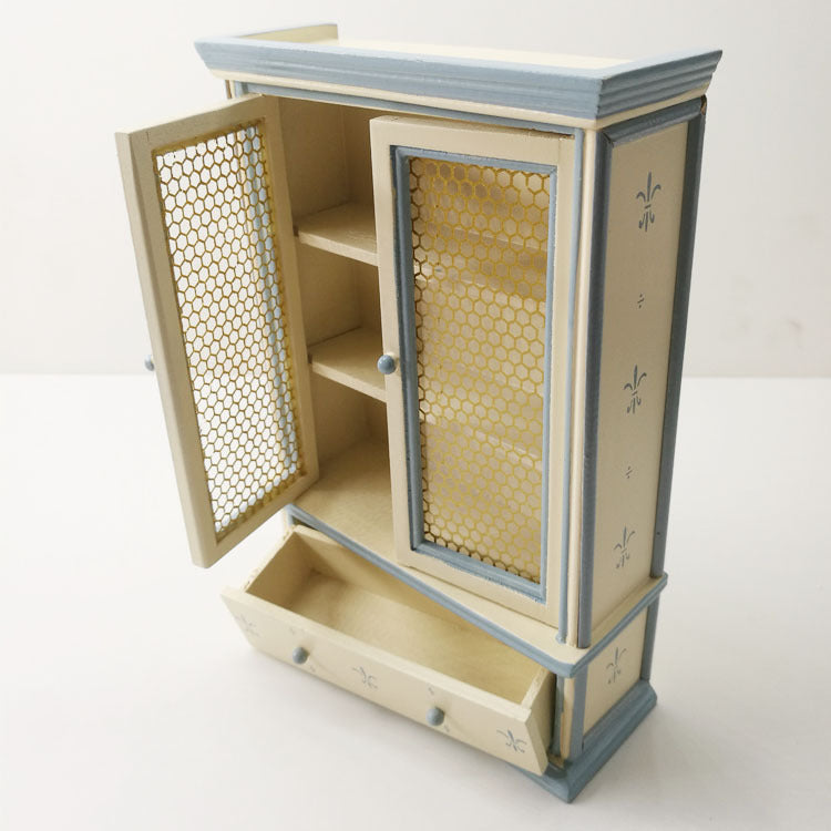Miniature Wooden Display Cabinet Dollhouse Accessory