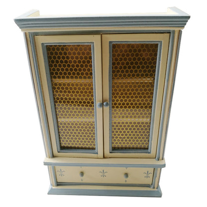 Miniature Wooden Display Cabinet Dollhouse Accessory