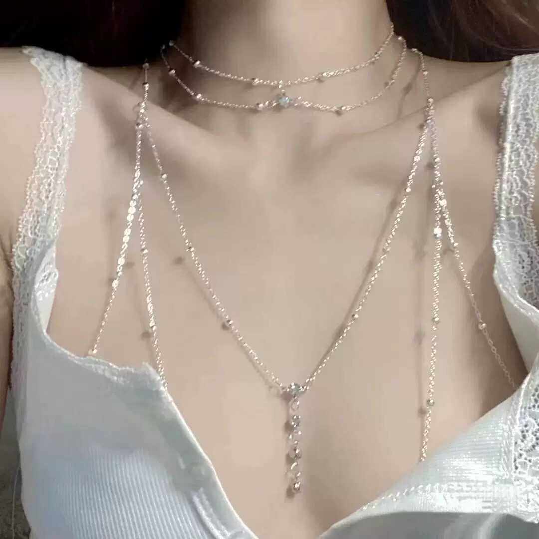 Minimalist Body Chain Necklace with Tassel Detail