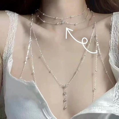 Minimalist Body Chain Necklace with Tassel Detail