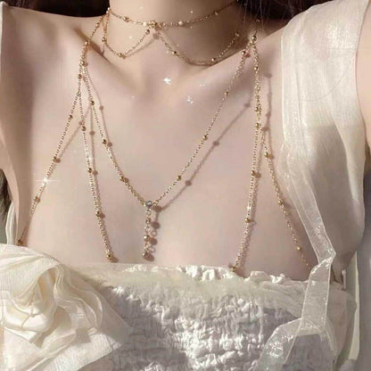 Minimalist Body Chain Necklace with Tassel Detail