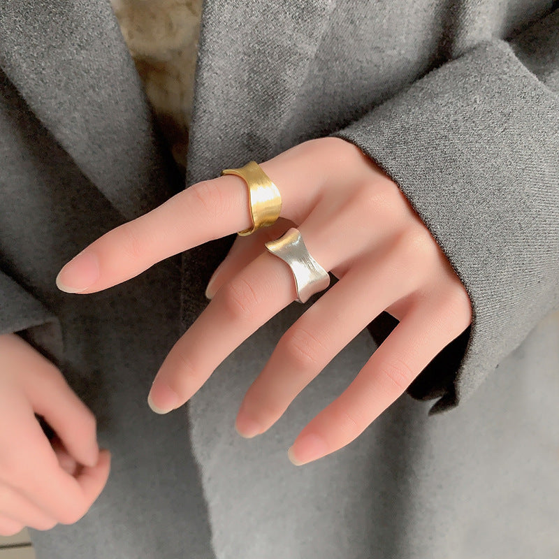 Minimalist brushed wide ring