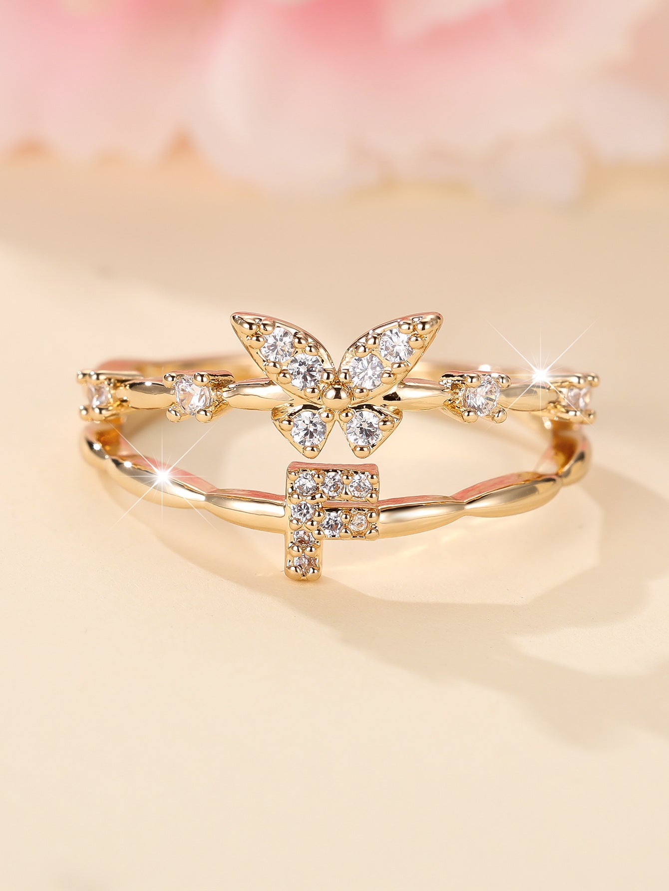 Minimalist Butterfly Letter Open Ring