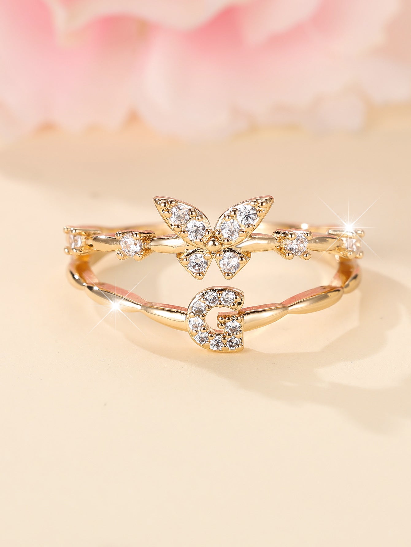 Minimalist Butterfly Letter Open Ring
