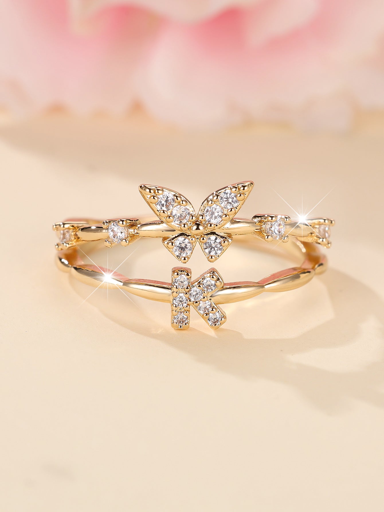 Minimalist Butterfly Letter Open Ring