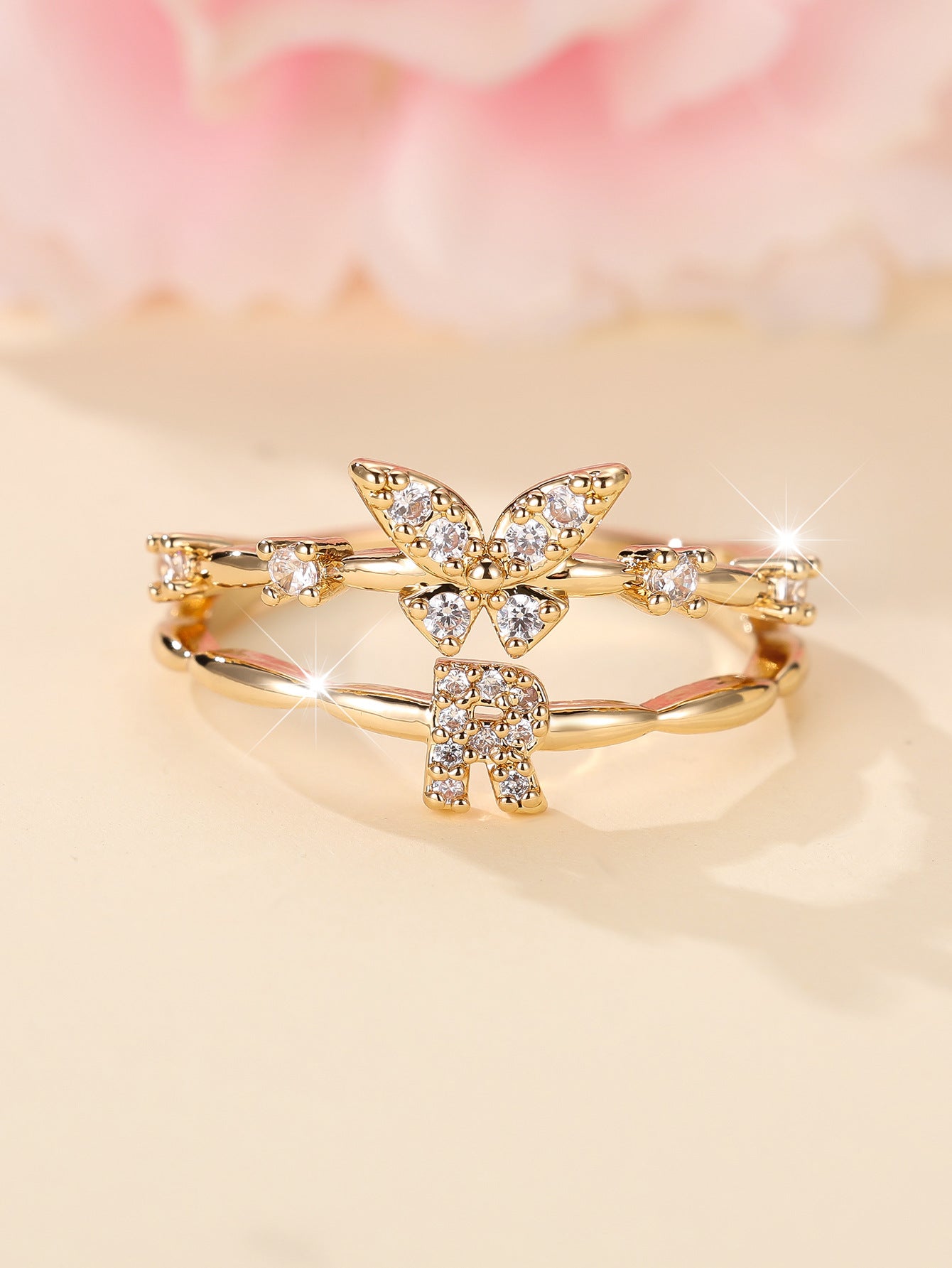 Minimalist Butterfly Letter Open Ring
