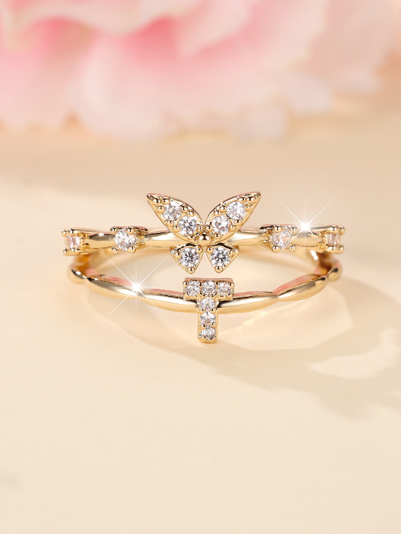 Minimalist Butterfly Letter Open Ring