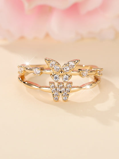 Minimalist Butterfly Letter Open Ring