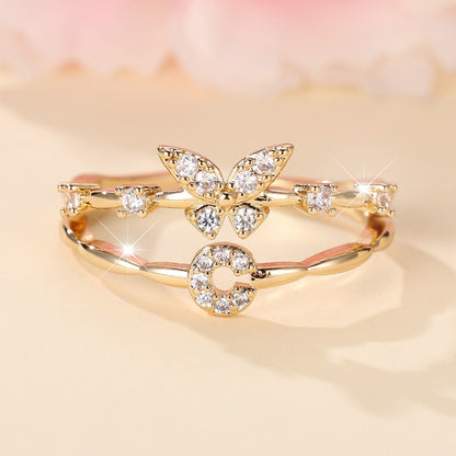 Minimalist Butterfly Letter Open Ring