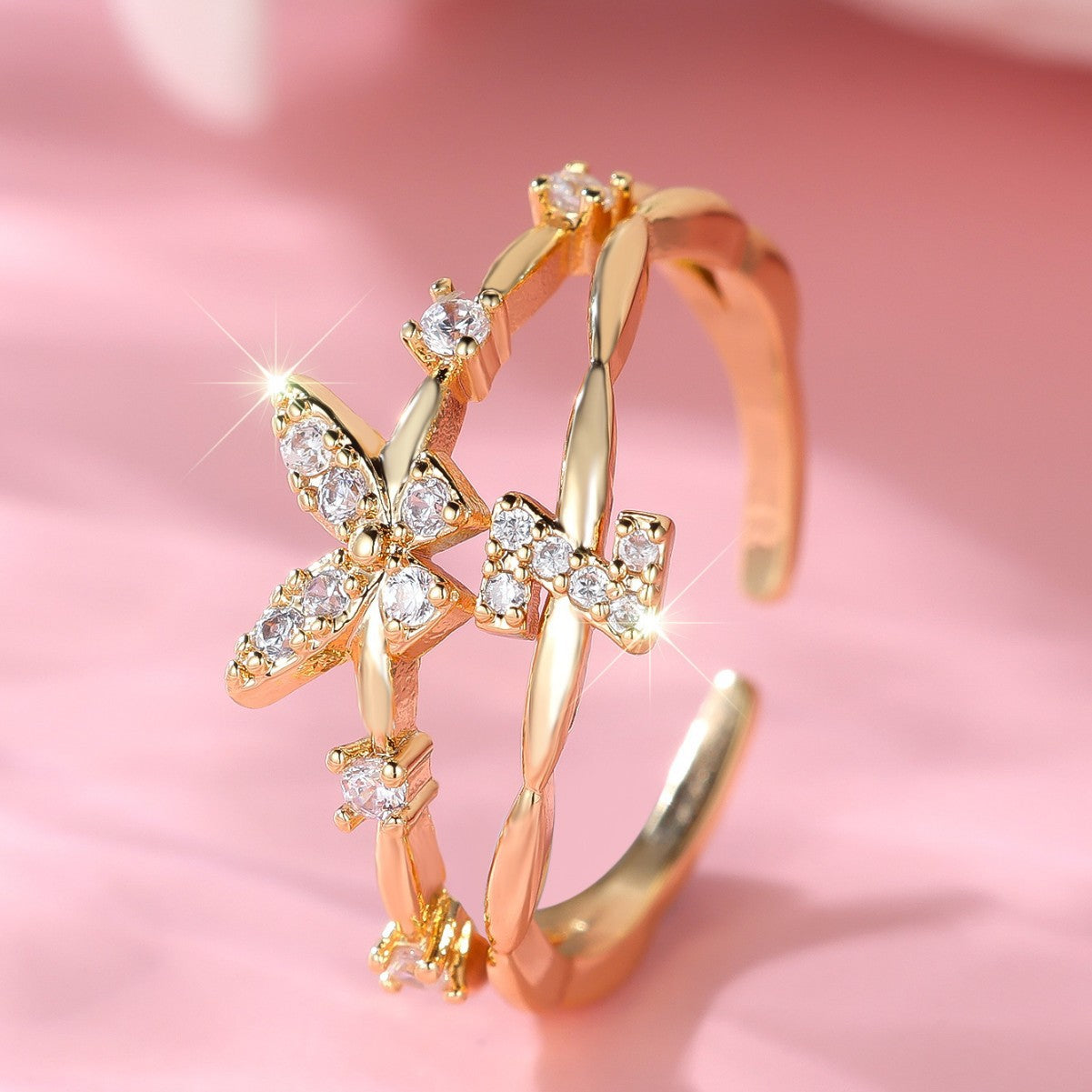 Minimalist Butterfly Letter Open Ring