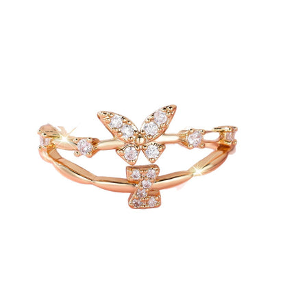 Minimalist Butterfly Letter Open Ring