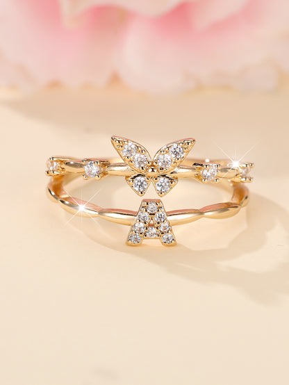 Minimalist Butterfly Letter Open Ring