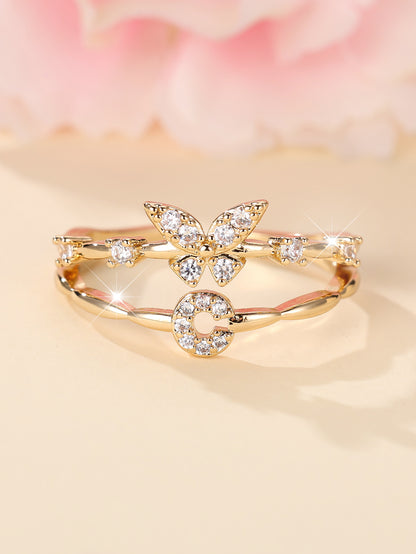 Minimalist Butterfly Letter Open Ring