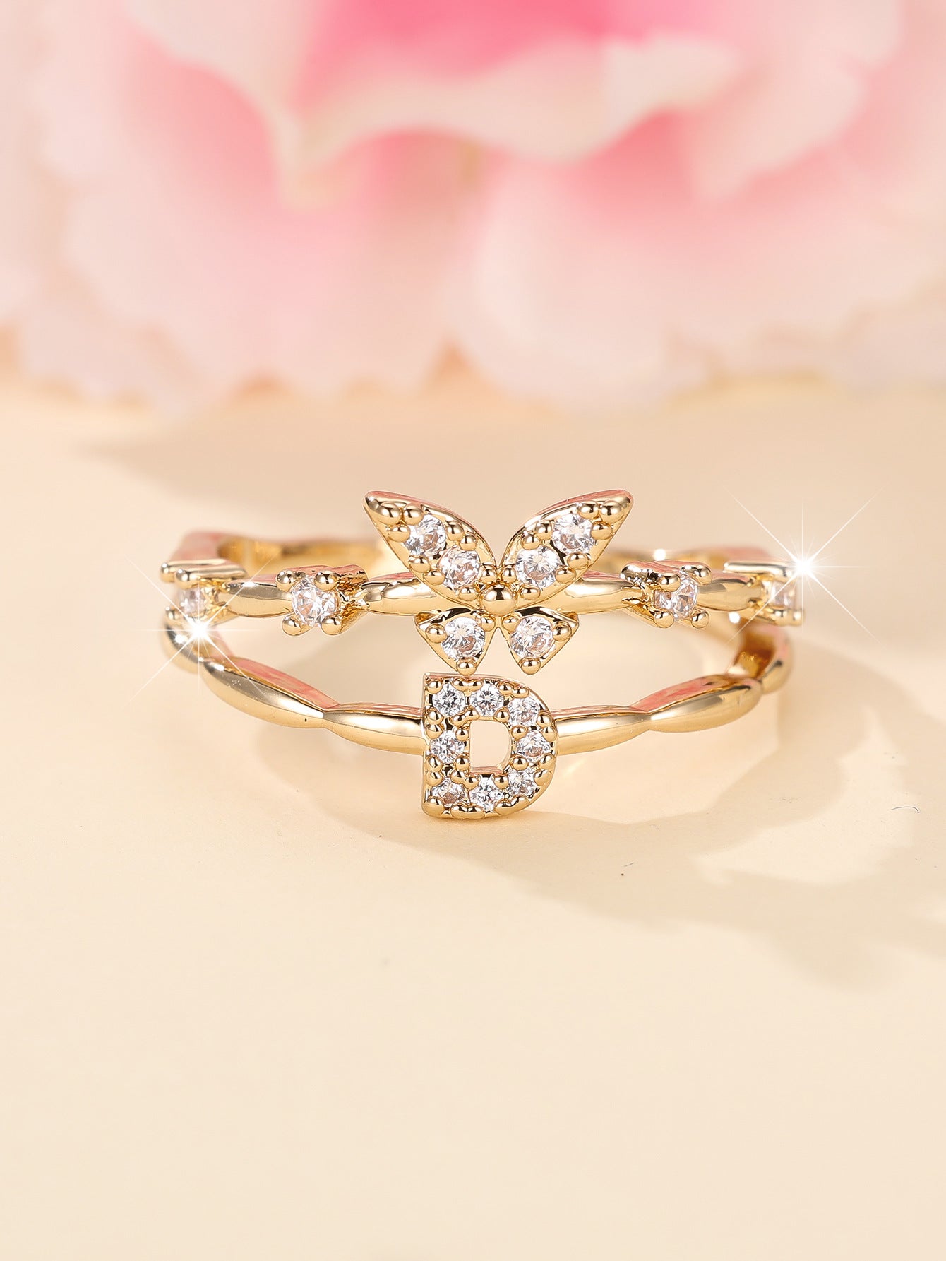 Minimalist Butterfly Letter Open Ring