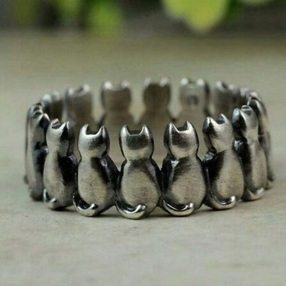 Minimalist Cat Design Adjustable Vintage Ring