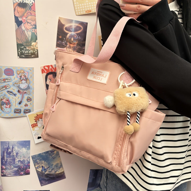 Minimalist Cream Nylon Tote Bag