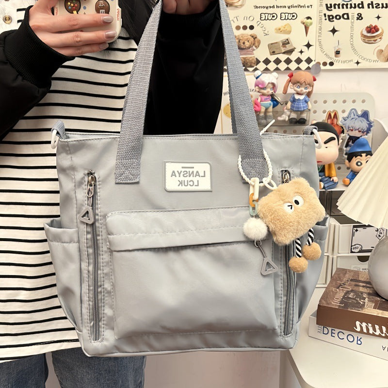 Minimalist Cream Nylon Tote Bag
