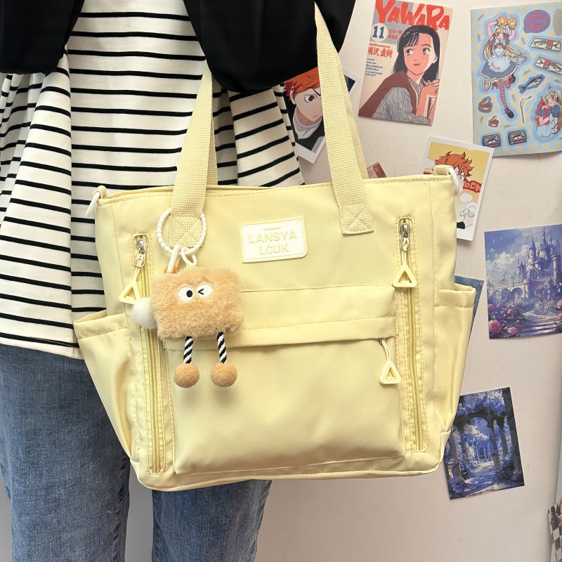 Minimalist Cream Nylon Tote Bag