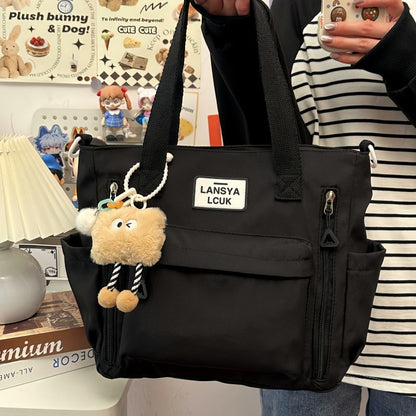 Minimalist Cream Nylon Tote Bag