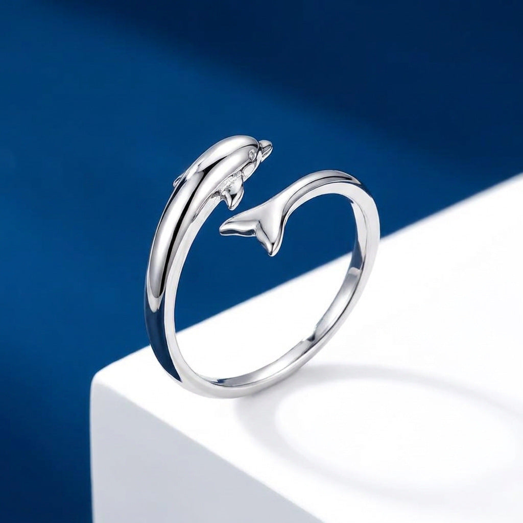 Minimalist Dolphin Adjustable Ring