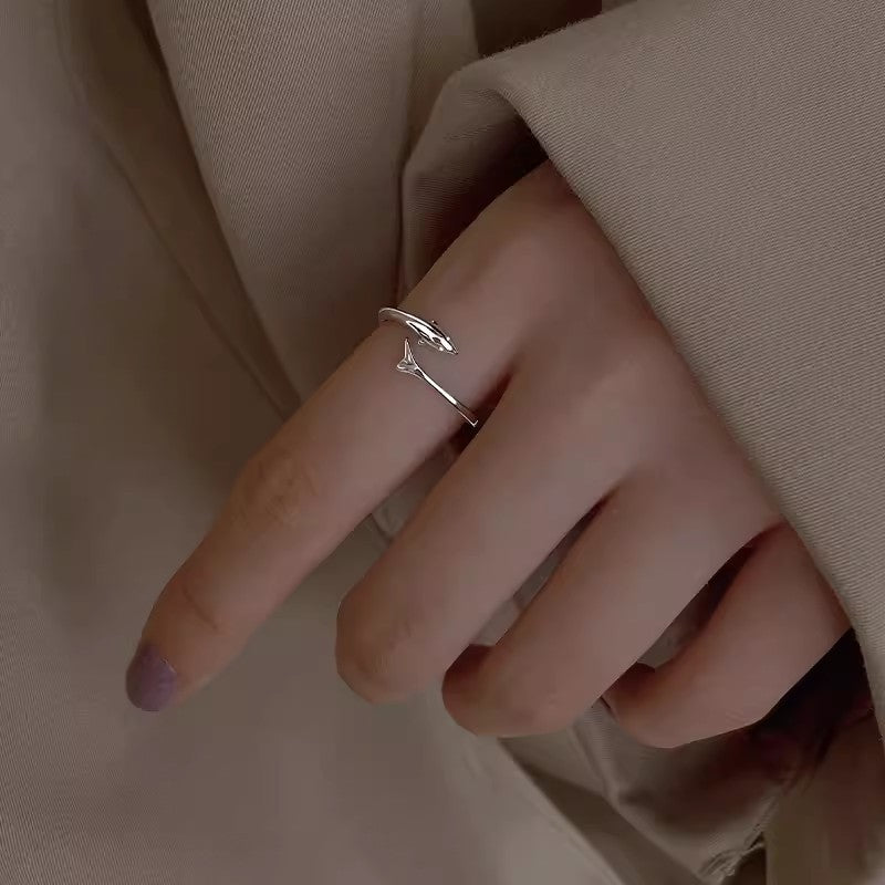 Minimalist Dolphin Adjustable Ring