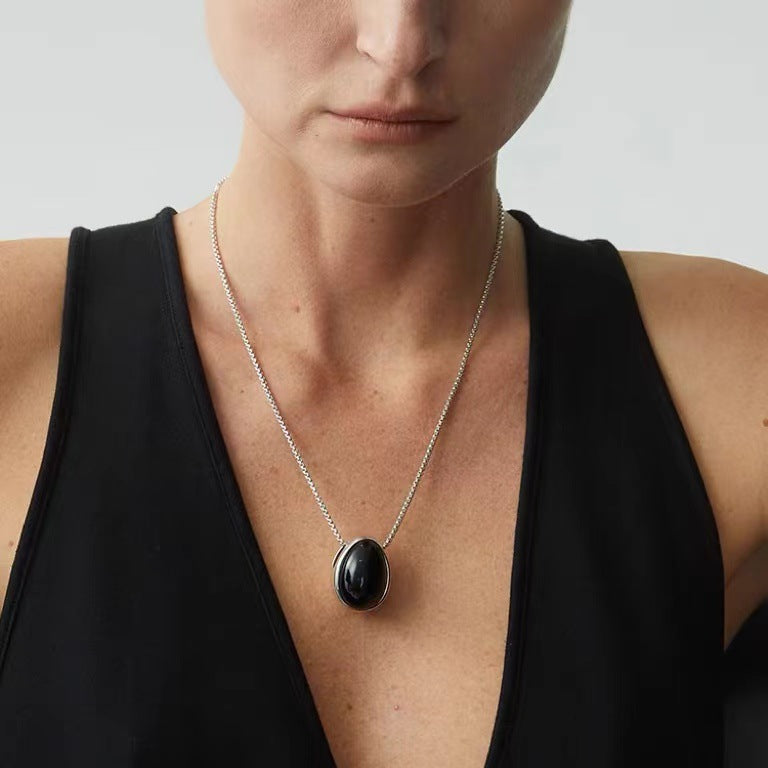 Minimalist Egg Pendant Silver Necklace