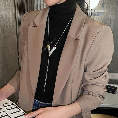 Minimalist Geometric Double Layer Necklace with Adjustable Chain