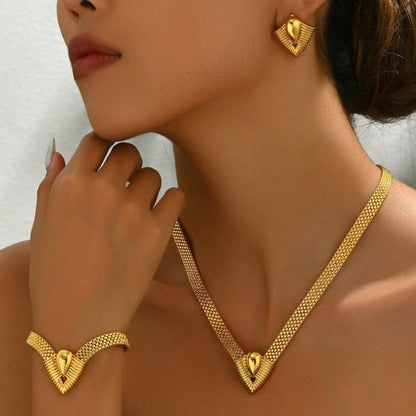Minimalist Gold Jewelry with Chain Necklace Bracelet Earrings