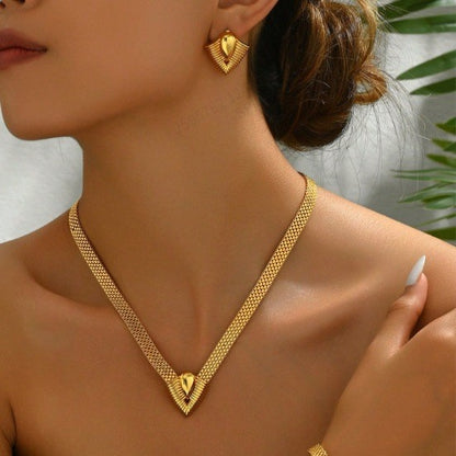 Minimalist Gold Jewelry with Chain Necklace Bracelet Earrings