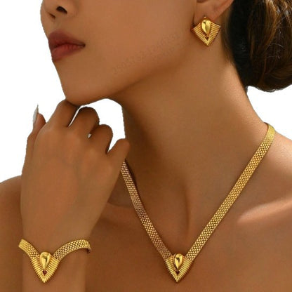 Minimalist Gold Jewelry with Chain Necklace Bracelet Earrings