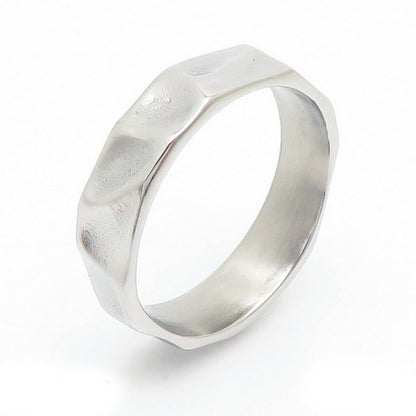 Minimalist Hammered Texture Stainless Steel Ring