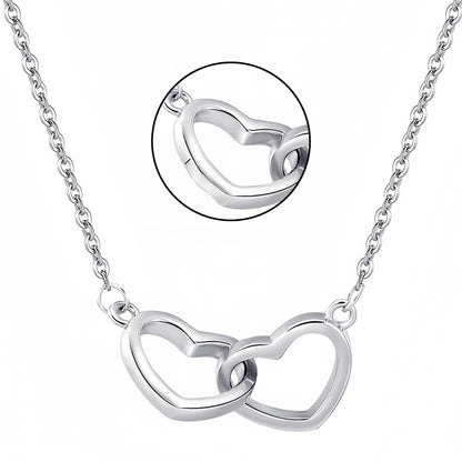 Minimalist Heart Double Ring Necklace