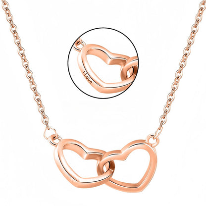 Minimalist Heart Double Ring Necklace