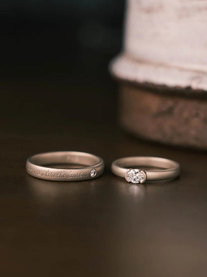 Minimalist Lab-Grown Diamond Sterling Silver Couple Rings