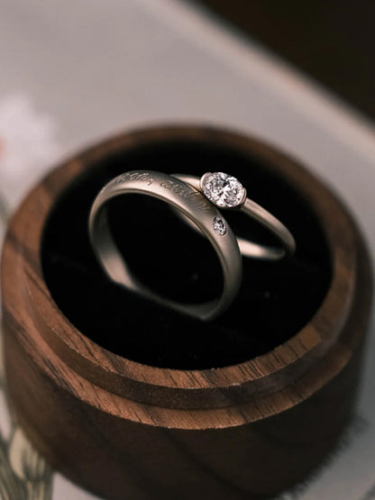 Minimalist Lab-Grown Diamond Sterling Silver Couple Rings