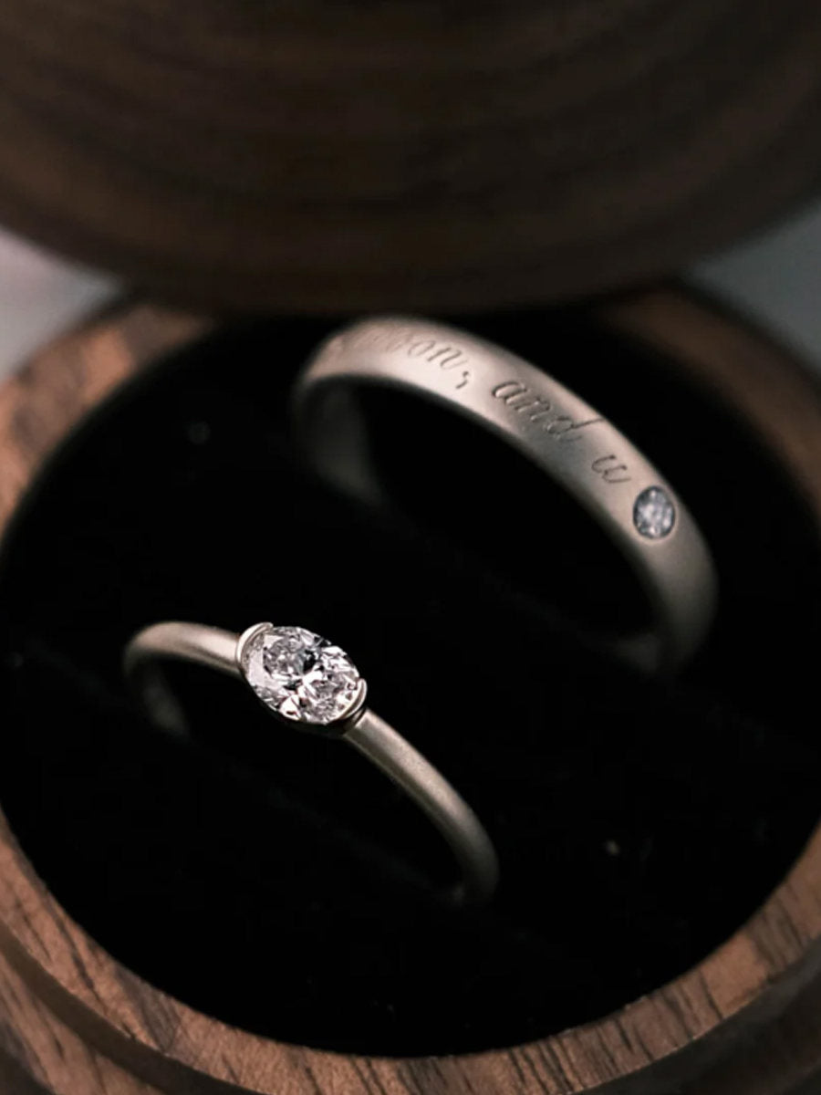 Minimalist Lab-Grown Diamond Sterling Silver Couple Rings