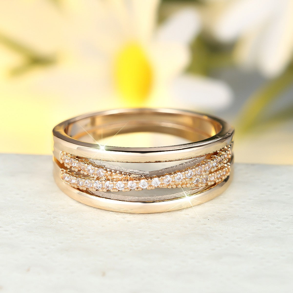 Minimalist Multi-Layer Diamond Cross Ring