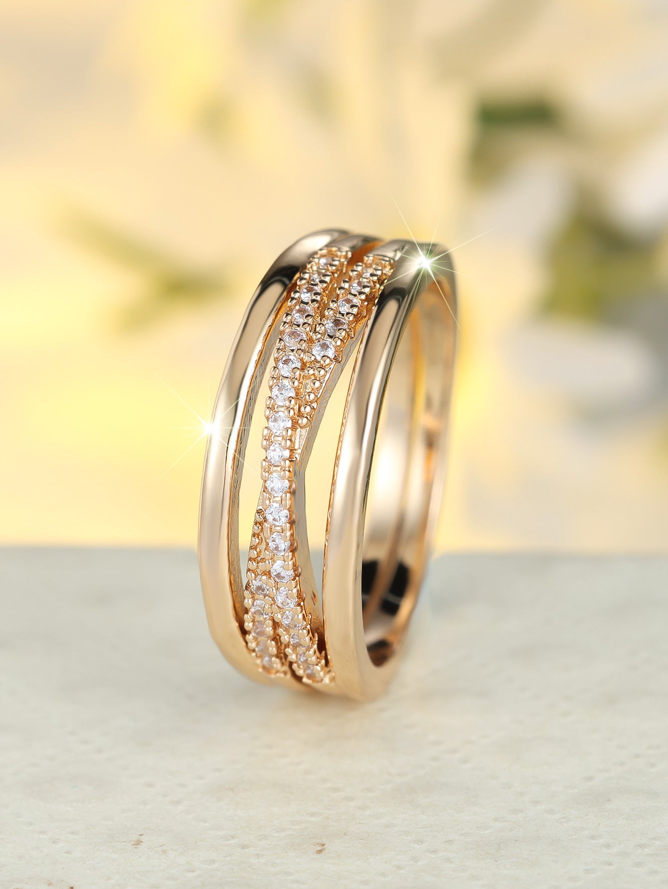 Minimalist Multi-Layer Diamond Cross Ring