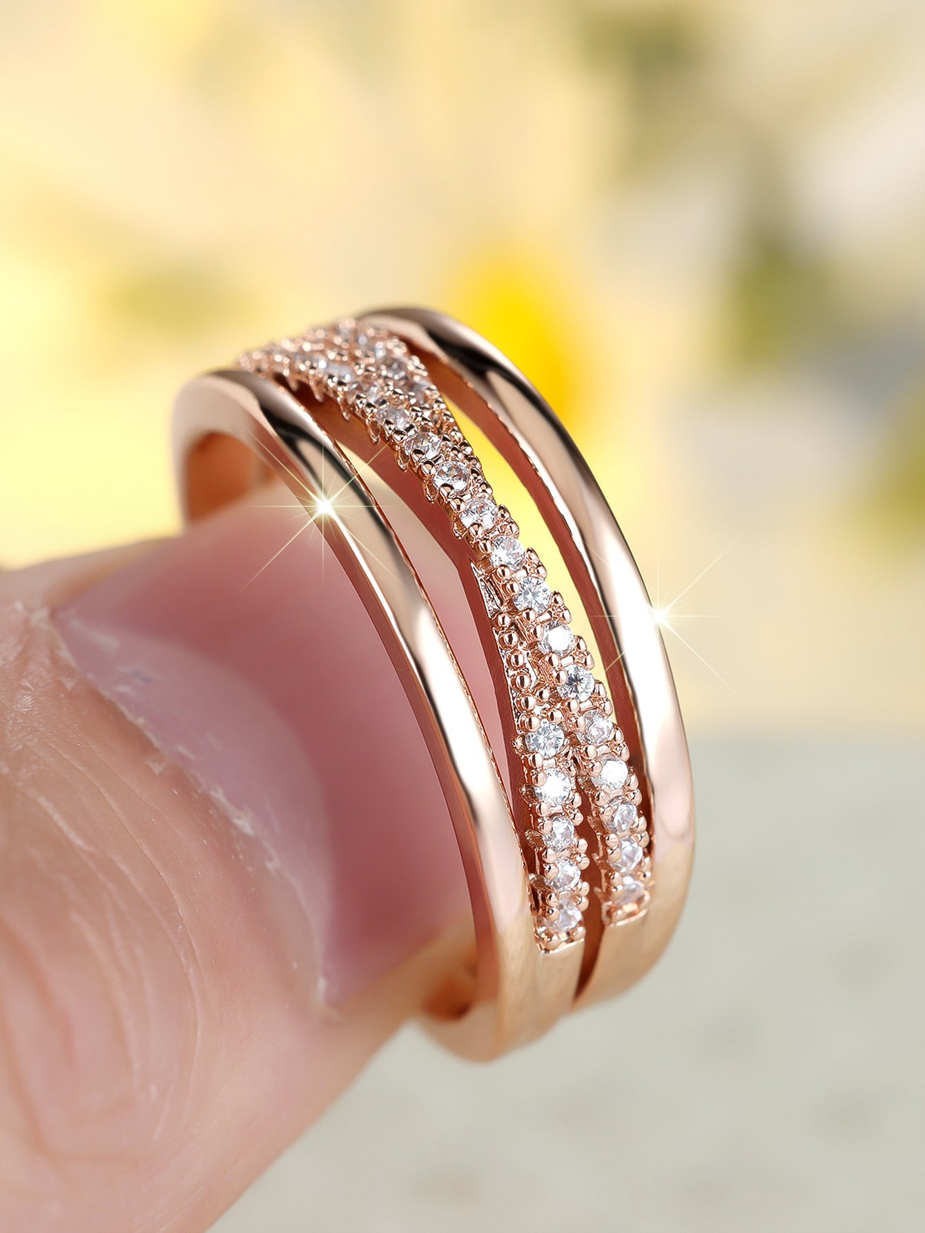 Minimalist Multi-Layer Diamond Cross Ring