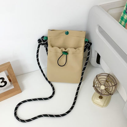 Minimalist Nylon Drawstring Crossbody Bag